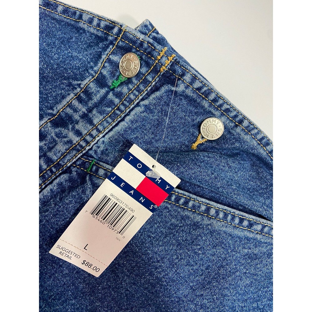 Tommy Hilfiger Bib Overalls Vintage Mens Large Blue Carpenter Workwear 90s Y2K - Picture 6 of 13